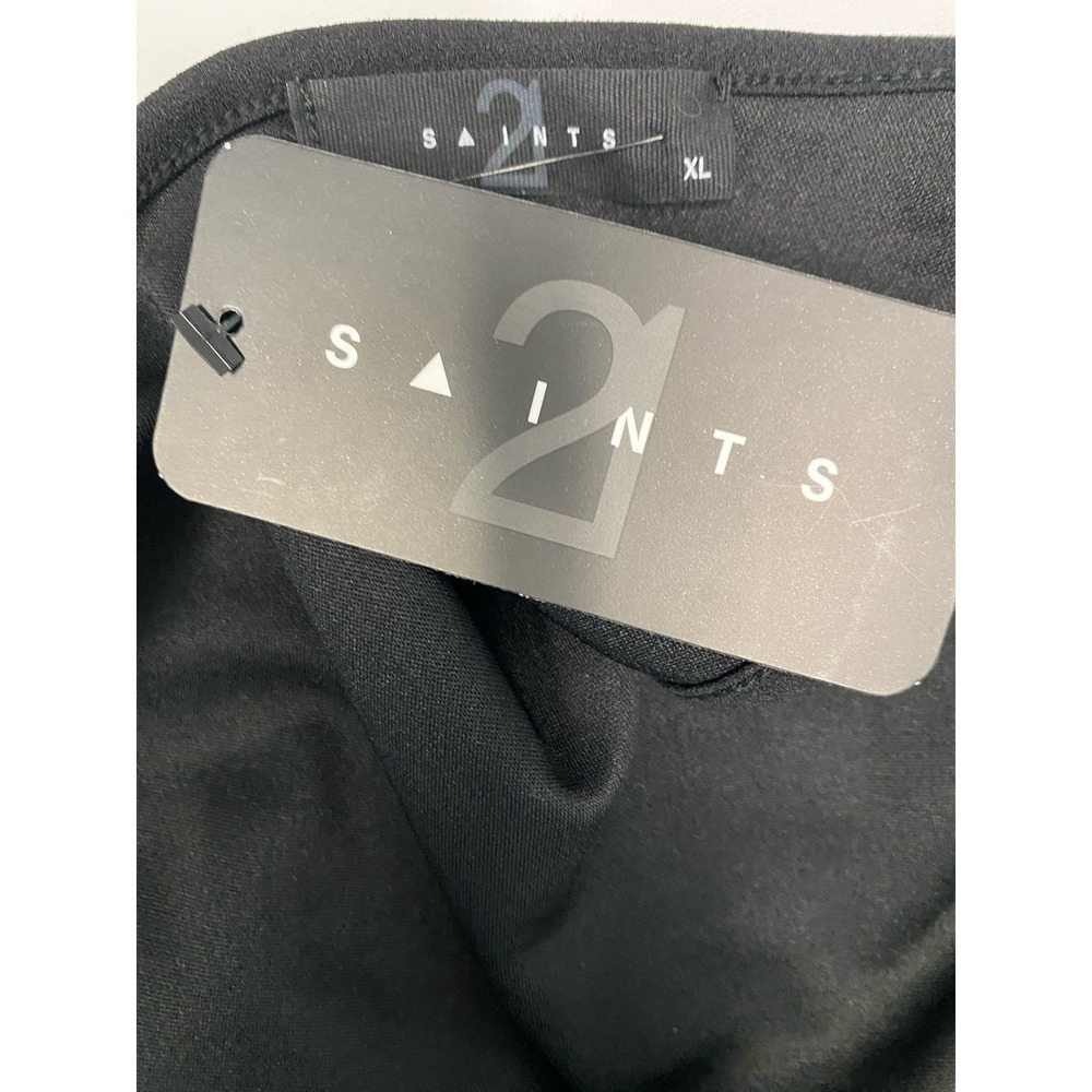 NWT 21 Saints Crop Top XL Black Double V-Neck Sleeveless Tank Casual Modern - Picture 3 of 3